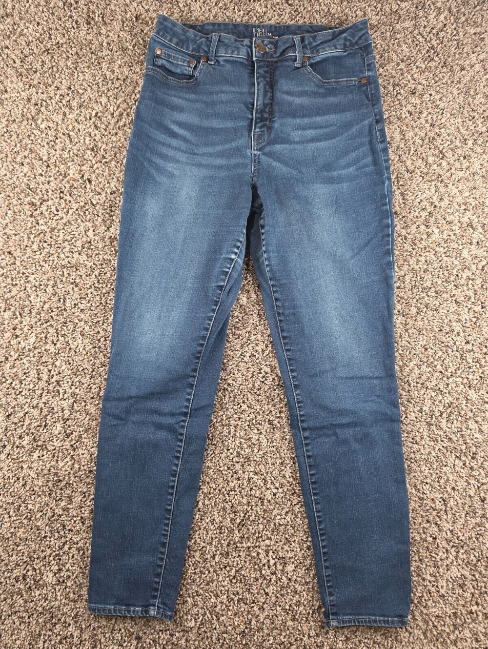 Time and Tru Womens Sz 14 High Rise Skinny Leg Blue Jeans Medium Wash
